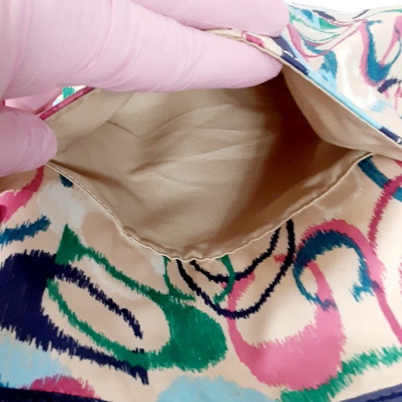 Coach multi color print logo canvas and leather satchel bag - Picture 8 of 16